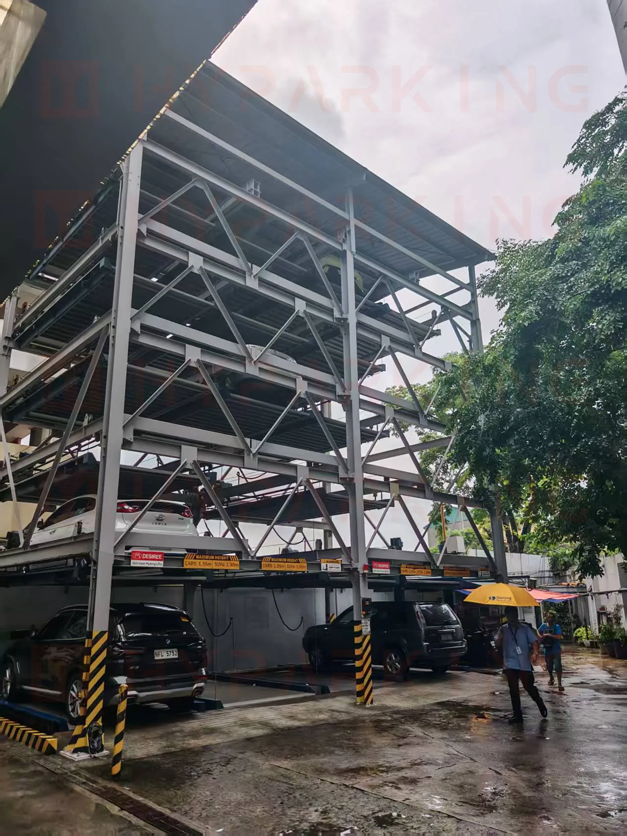 Outdoor multi-level PSH puzzle parking system installed in the Philippines